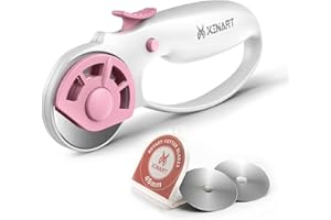 Xinart Cutter rotatif 45 mm pour tissu avec verrou de sécurité ergonomique classique confortable boucle pour couture, matelassage, travaux manuels [Rose]