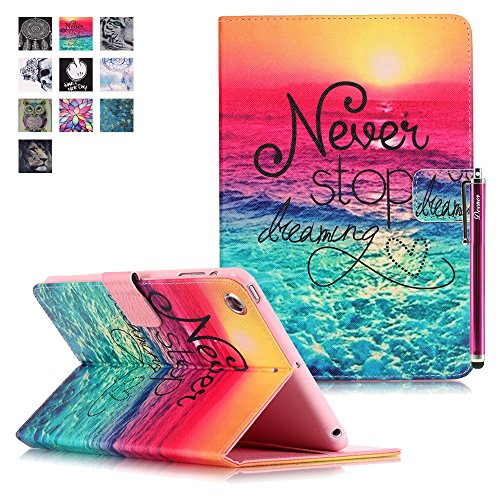 iPad Air Hülle, Deenor Bunt Painting und Stilvoll Brieftasche Tasche PU Leder Flip Protective Stand Tasche Schutzhülle Hülle für Apple iPad Air (2013 Version).[Green Sea]