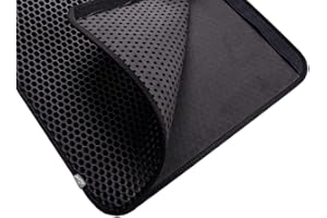 BentoKitty Cat Litter Tray Mat XL (50 x 75 cm, Black) - Washable, Waterproof, Easy to Clean thanks to Double Velcro Fastening