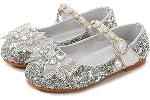 LOBTY Fille Chaussures de Princesse Paillettes Chaussures Ballerines Cristal Chaussures Sandales Mariages Boule Anniversaire Fête Noël Halloween Carnaval Enfants Chaussures