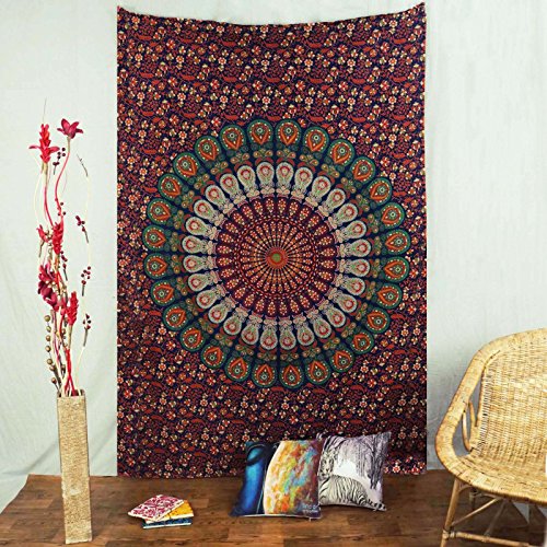 Mandala Indian Wandbehang Tapisserie Cotton Twin Size Blue Beach Werfen Décor 84 X 56 Zoll - 4