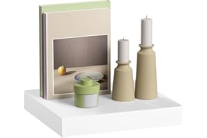 ‎ESITURO eSituro Wandregal, schwebendes Regal für Wandmontage, Schweberegal Hängeregal Wandbrett im Wohnzimmer Schlafzimmer Küche Badezimmer, weiß modern, MDF, 25x3,8x22,9 cm