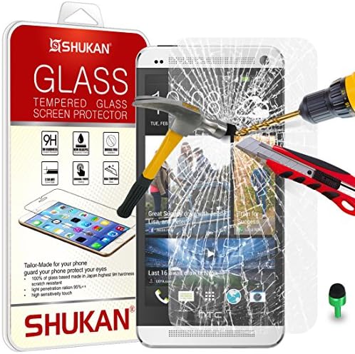 Premium Tempered Glass Screen Protector FOR HTC One M7 - 9H Hardness and Easy Bubble-Free Installation with Green Dust Stopper GSVL37