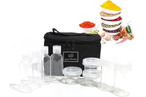 Holzsammlung 9 Piezas Tarro para Especias Botella de Almacenamiento de Vinagre Aceite Bolsas portátiles Salsa práctica Contenedor Condimentos para Camping/Picnic/Viaje/Al Aire Libre/Cocina