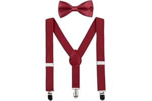 CXNXFD Kinder Hosenträger Fliege Set, Kinder-Hosenträger mit Elastischer Y-Form Verstellbar mit Clips