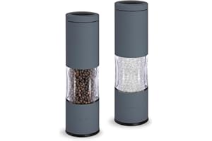TLYSXPRO Salt and Pepper Grinder Set with Adjustable Coarseness | Manual Pepper Mill Grinder with Refillable Design | Ceramic Core | Kitchen Essential (2 Packs, Blue-Grey)