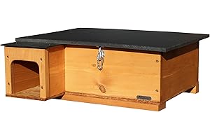 Green Feathers Hedgehog House- Golden Brown With Anti Bacteria Coating, Predator Proof Outdoor Habitat, Eco Friendly Roof And Solid Wood Floor- Hedgehog House Only