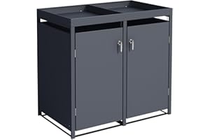STILISTA Mülltonnenverkleidung aus Metall mit Pflanzdach, je 240 Liter, Anthrazit V2, 2-türig