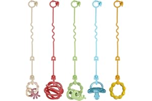 Vicloon Sangles de Jouets pour Bébé, 5 PCS Attache Jouet Poussette, Sangles de Gobelet, Réglables en Silicone pour Enfants de 18 Mois et Plus, pour Poussettes, Chaises Hautes, Sièges de Voiture, 02