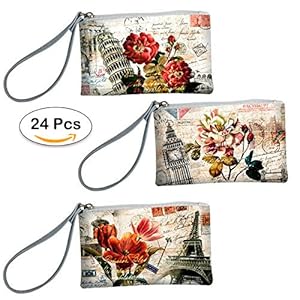 Lote de 24 Portatodo Vintage Travel – Portatodos, porta todos, caretas, monederos originales y baratos para Detalles para Bodas, Comuniones, Cumpleaños, San Valentín