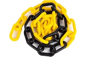 MACHSWON Catena in plastica, 5 m x 6 mm, per parcheggio e recinzione, colori assortiti (giallo e nero)