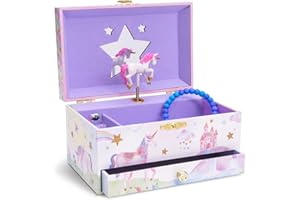 Jewelkeeper - Boîte à Musique de Rangement de Bijoux pour Fille avec Tiroir de Rangement, Licorne Arc-en-Ciel et Etoiles Pailletées - Mélodie The Beautiful Dreamer