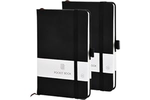 DRWOSM Lot de 2 Carnets de Notes A6 Lignés en Cuir Épais Cahier de Poche A6 avec Élastique et Boucle à Stylo Carnet de Notes Classique Papier à Rayures Bloc-Notes à Couverture Rigide pour Journal , Noir