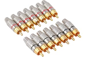 Greluma 14 Pz Connettori a spina RCA senza saldatura, adattatori audio video RCA maschio per cavo coassiale, placcati in oro