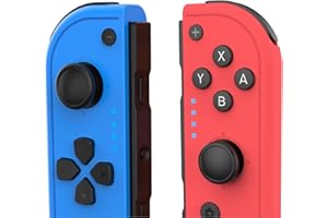 Newfun Switch Controller Compatible with Switch/Lite/OLED, Replacement L&R Wireless Controller with Dual Vibration, 6-Axis, Quick Connection, Blue/Red