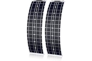 YINGGUANG Lot de 2 panneaux solaires flexibles 12 V 100 W - 50 W - Panneau solaire monocristallin étanche pour camping-cars, bateaux, maisons et surfaces inégales (50 W x 2)