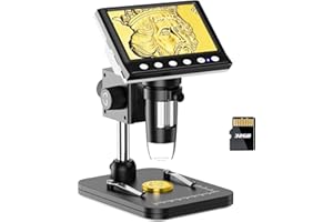LEIPAN Microscope,4.3" Coin Microscopes, 1080P Digital Microscopes for Kids Adults, Coin Magnifier with 8 LED Lights, Windows Compatible, USB Microscope Include 32GB Memory Card