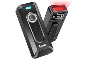 Eyoyo 2D QR scanner di codici a barre Bluetooth Wireless Clip-On, Mini Barcode Scanner Portatile, Batteria da 2000 mAh con Indicatore di Carica per l'Inventario dei Libri della Biblioteca