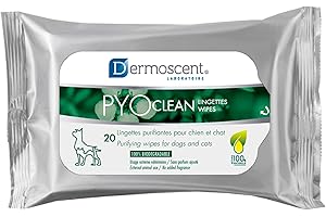 Dermoscent | PyoClean Dog Wipes Antibacterial + Antifungal | Pet Cat & Dog Grooming Wipes For Cleaning Ear, Eye, Paw & Bums | Dog Cleaning Wipes | 20 Wipes