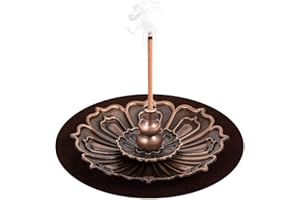 DK177 1 Stück Räucherstäbchen Halter, Lotus Messing Räucherstäbchenhalter,Lotus Weihrauchbrenner Spirituelle Deko Meditation Zubehör mit Abnehmbarem Aschefänger und Matte