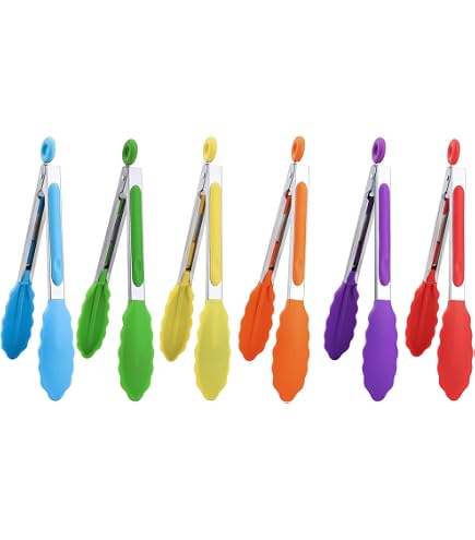 8 Pezzi Pinze da Zucchero, Pinze per Ghiaccio, Acciaio Inossidabile Pinze Alimentari con Punte in Silicone, Multicolore Mini Pinze da Servizio Pinze da Cucina, per Cucina, Bar e Feste
