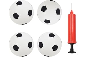 Coriver Mini Fußball-4 Stück Schwarz Weiße Kleiner Fußbälle, 15cm Mini Soft Kleinkind Ball Mit Luftpumpe, Sportspielzeug für Garten Außenbereich, Kleiner Sportball für Das Training Drinnen Draußen