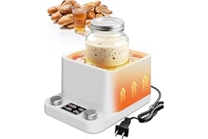 Chauffe-levain MQUPIN, bain-marie à chauffage uniforme, thermostat précis au 1°F (70-104°F)minuterie 198h, chauffe-levure intelligent pour la fermentation du kombucha, du yaourt et de la bière (blanc)