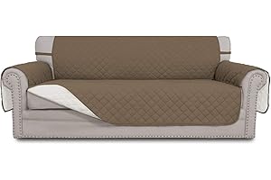 Greatime Sofa Slipcover Reversible Sofa Cover Water Resistant Couch Cover Furniture Protector with Elastic Straps for Pets Kids Children Dog Cat(Sofa, Camel/Ivory)