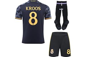 PraiseLight R. Madrid Toni Kroos #8 Home Children's Jersey 2023/2024 Football Shorts Socks Set Youth Sizes