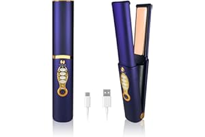 Glätteisen Kabellos mit 5000mAh Akku, Haarglätter und Lockenstab 2 in 1, Mini Tragbares Reiseglätteisen 3 Einstellbare Temper