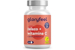 ‎GLORYFEEL Żelazo z 40mg witaminy C - 240 tabl. - Najwyższej jakości surowce: bisglicynian żelaza + witamina C z ekstraktu z aceroli - Testowane laboratoryjnie bez dodatków, wyprodukowane w Niemczech