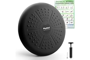 PhysKcal Wobble Disc Balance Seat, BPA-Free Wiggle Stability Cushion for Physio, Posture & Fitness, Flexible Seating, Sensory Cushion for Chair, Pump & Exercise Poster Included