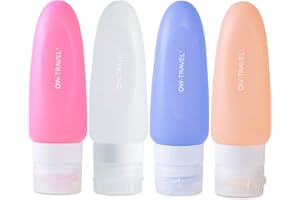 OW-TRAVEL Botella de Silicona de Viaje para Productos de higiene de OW Travel. Bote Recargable a Prueba de derrames Conforme con TSA. Kit de Viaje para líquidos cremas lociones champú acondicionador.