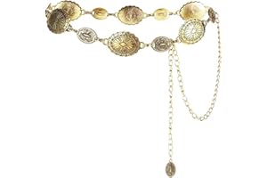 Tbczvx Cowgirl Belt, Gold Chain Belt, Retro Popular Gold Belt Beautiful Gold Belt, Suitable for Women's Daily Clothing Decoration