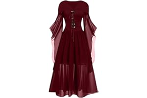 CHDIRNELY Medieval Costume Women,Gothic Clothes Renaissance Dress Plus Size UK Steampunk Corset Dress Fancy Dresses Long Maxi Dress Christmas Halloween Costumes