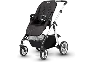 Silver Cross Pioneer Baby Pram and Pushchair, Satin Silver Chassis, Seat Unit and Carrycot, From Birth to 25 kg, With Accessories