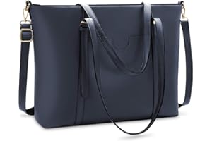 NUBILY Women Handbag Laptop Tote Bag 15.6 Inch Leather Large Tote Bag Lightweight Vintage Shoulder Office Bag Lady for Work Travel Shopping