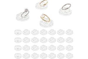 AHANDMAKER 30 Pcs Acrylic Ring Display Holder, Transparent Ring Showcase Display Ring Blocks for Selling Jewelry Storage Organizers for Wedding Ring Display Home Retail Shop Shows Photo Prop, Round