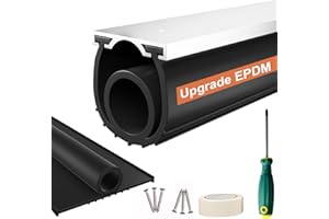 NAYOTAA Joints de porte de garage en caoutchouc – Joint d'étanchéité EPDM de 5 m avec kit de retenue de rail en aluminium pré-percé, convient aux portes de 2,3 à 6,1 m, anti-rongeurs, réduction du bruit (4 cm