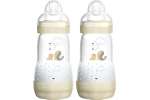 MAM Easy Start Lot de 2 biberons anti-coliques pour bébé 260 ml avec valve de fond innovante contre les coliques, biberons avec tétine Taille 1 dès la naissance