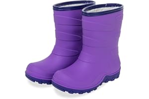 FUNCOO PLUS Kids Warm Fleece Wellies, Girls Boys Winter Waterproof Rain Boots Children Snow Boots Wellington Boots Size 9-3 UK Child