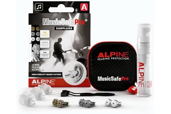 Alpine MusicSafe Pro Bouchons d'oreilles Musique : protections auditives musiciens - 3 jeux de Filtres interchangeables - Hypoallergénique & réutilisables – Embouts transparents