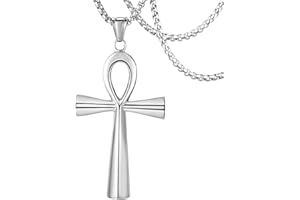 DXIUORF Cross Necklace Ankh Cross Necklace Stainless Steel Punk Cross Pendant Necklace, Silver/Gold/Black Cross Pendant Necklace Gift for Men Women