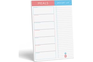 Sweetzer & Orange Meal Planner Magnetic Pad | 7x10 inch Notepad for Organized Weekly & Daily Planning | Tear-Off Grocery List Checklist for Convenient Shopping | Notepads for Refrigerator Door