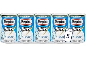 Regina Blitz Carta Casa ,Confezione da 5 Rotoli ,500 Maxi Fogli a 3 Veli ,Confezione in Carta Riciclabile , Pulisci e Asciughi in un Lampo ,Carta 100% certificata FSC