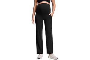 CRZ YOGA Butterluxe Women's Maternity Wide Leg Pants 31.5" - Over The Belly Pregnancy Trousers with Pockets High Waisted Casual Pants
