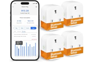 REFOSS Smart Plug With Energy Monitoring, Timer Plug Socket Uk Works With Alexa, Google Home, Smart Socket Remote Control Wifi Plug, No Hub Required, 13A, 4 Packs