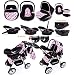 New Baby Pram SWIVEL WHEELS Travel System Buggy (Car Seat,Carrycot,Mattress,Diaper Bag,Parent Tray,Rain Cover,Mosquito Net) (4)