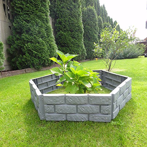 2,2 m Gartenmauer Gartenpalisade Gartenwand Sichtwand Rasenabschluß grau - 5