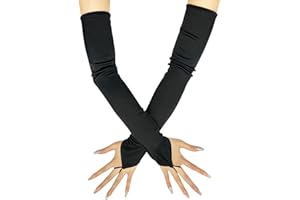 Annlpoy guantes largos mujer fiesta puntiagudos disfraz de ópera larga,Guantes para mujer, satén, clásicos, para fiesta, 1920s, Elásticos y Sin Dedos